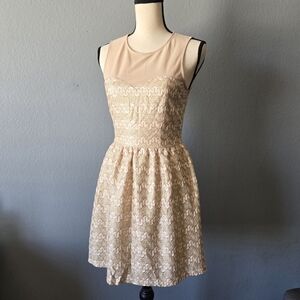 Forever 21 Champagne Color Lace & Mesh Dress